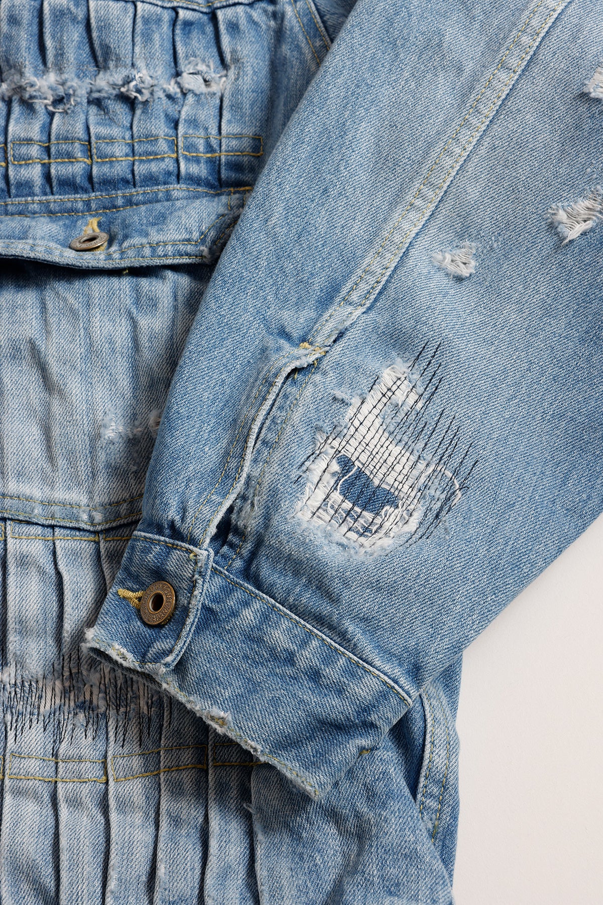 DENIM PLEATS JACKET 5YR WASH