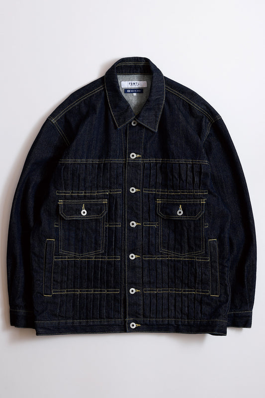 DENIM PLEATS JACKET RINSE