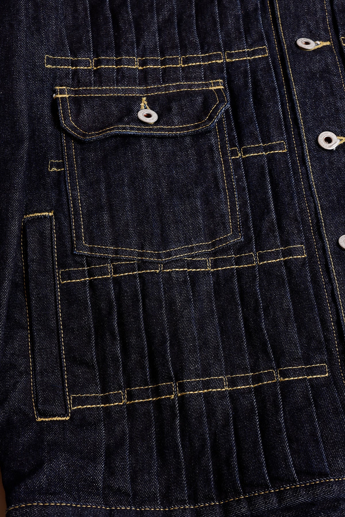 DENIM PLEATS JACKET RINSE