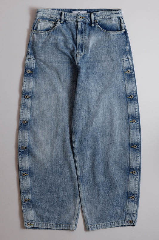 SIDE BUTTON DENIM PANTS 3YR WASH