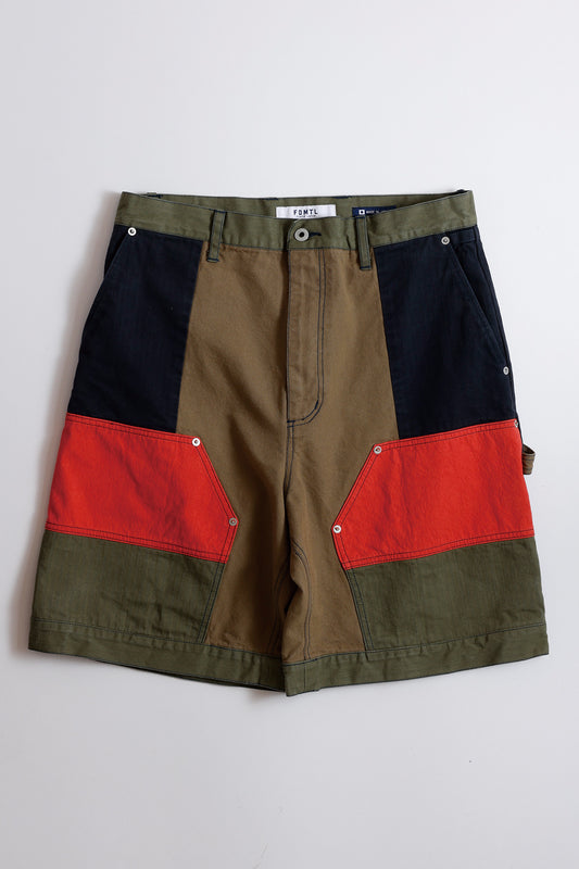 PATCHWORK DOUBLE KNEE SHORTS RINSE