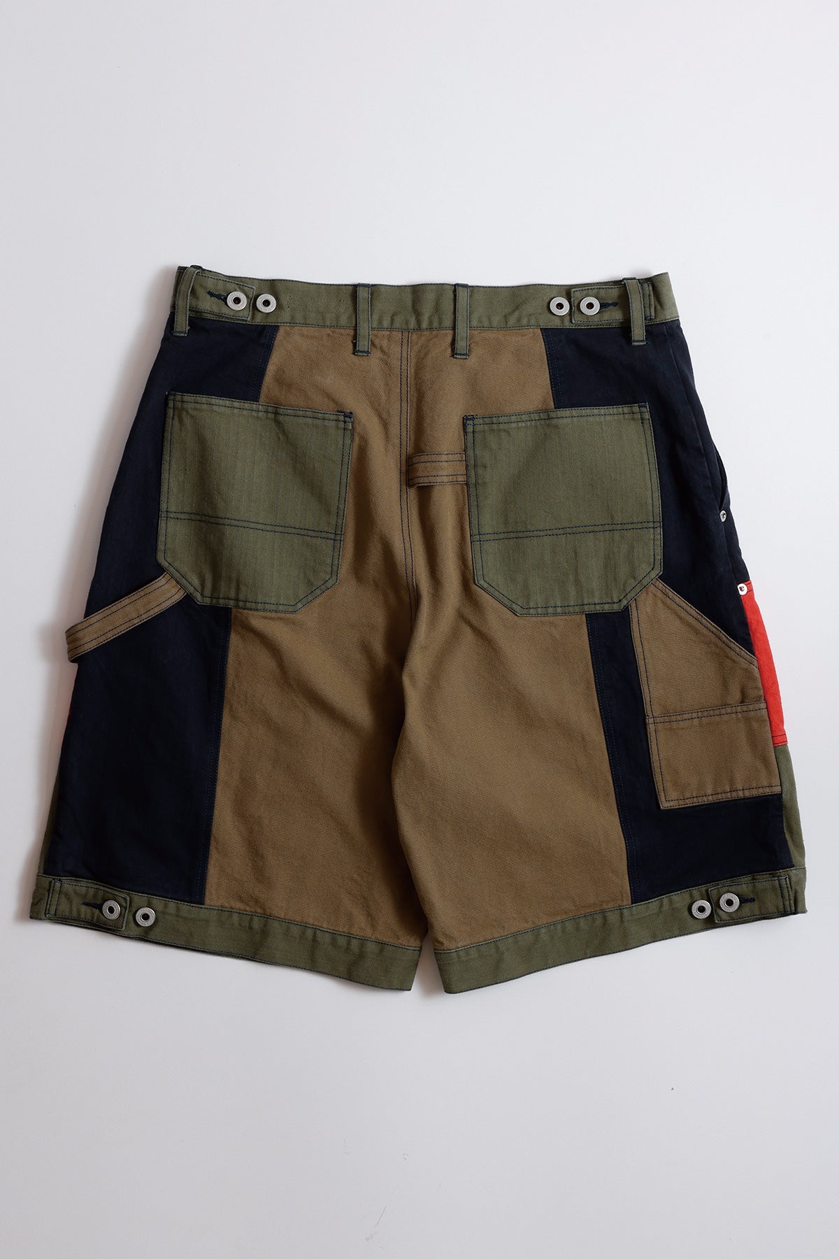 PATCHWORK DOUBLE KNEE SHORTS RINSE