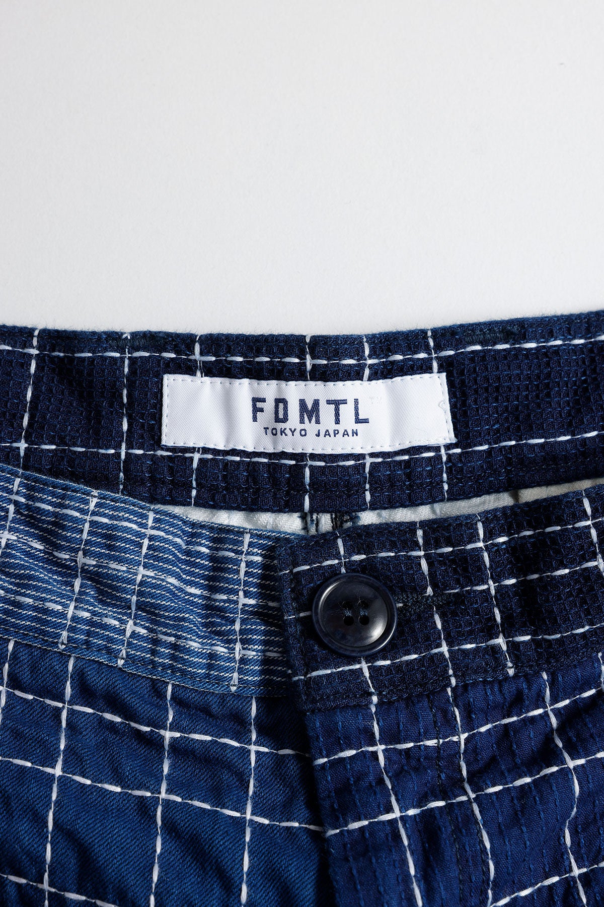 SASHIKO PATCHWORK SHORT PANTS RINSE