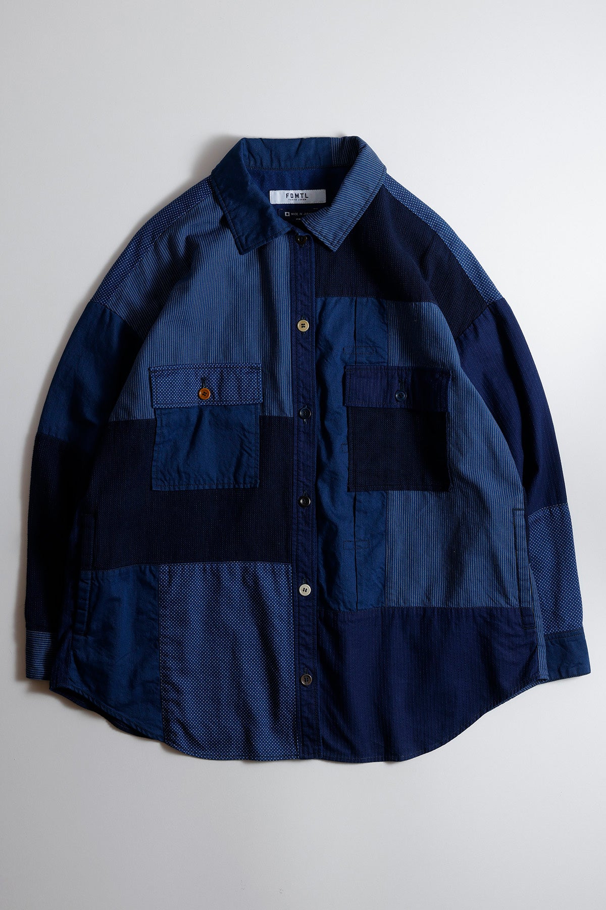 <WOMENS FIT> PATCHWORK SHIRT JACKET RINSE