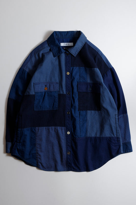 <WOMENS FIT> PATCHWORK SHIRT JACKET RINSE