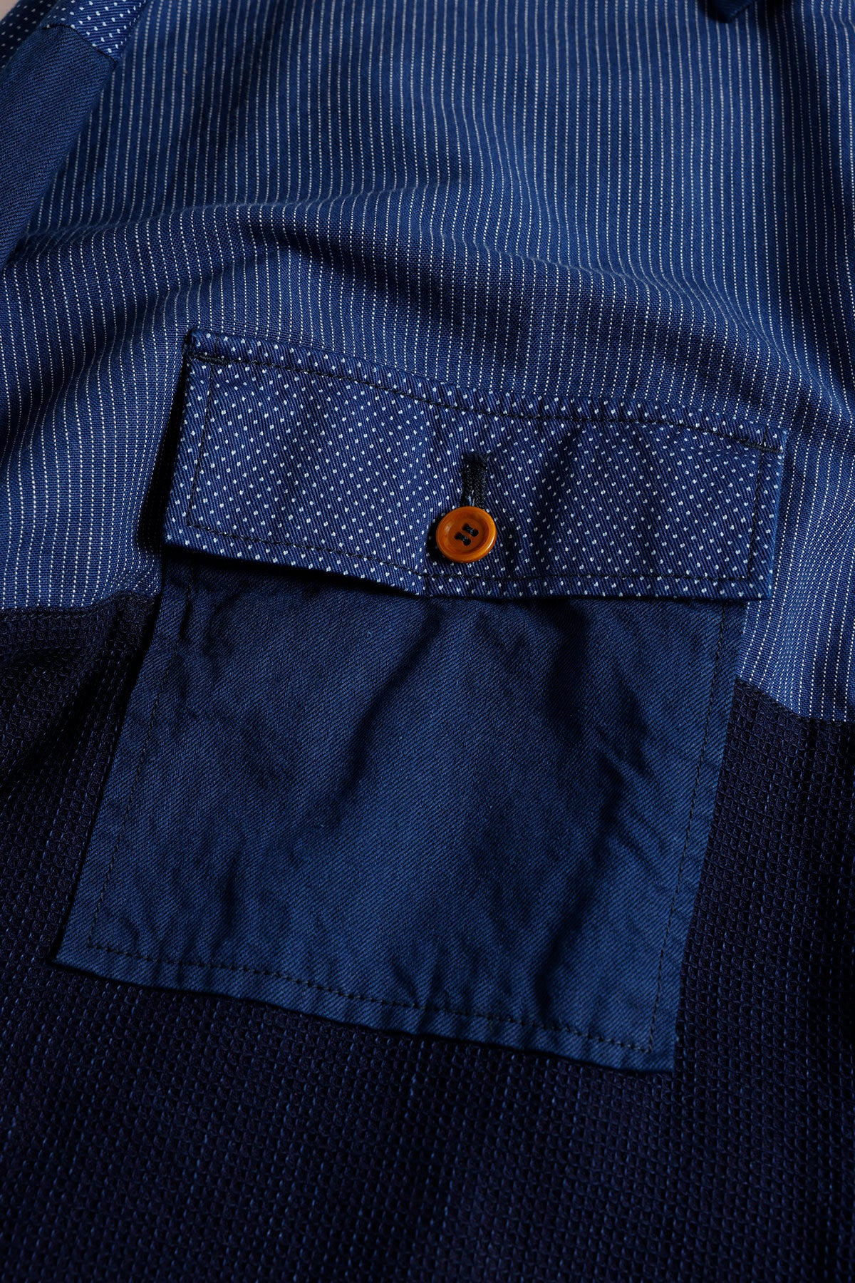 <WOMENS FIT> PATCHWORK SHIRT JACKET RINSE