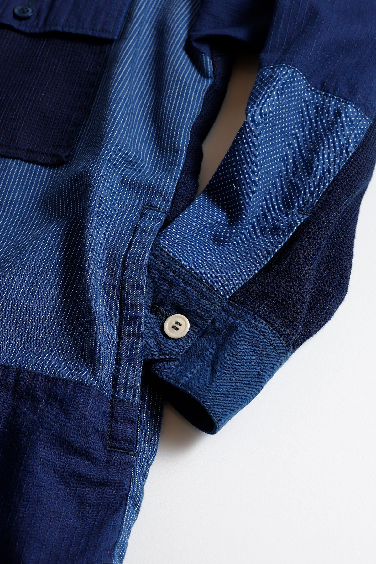 <WOMENS FIT> PATCHWORK SHIRT JACKET RINSE