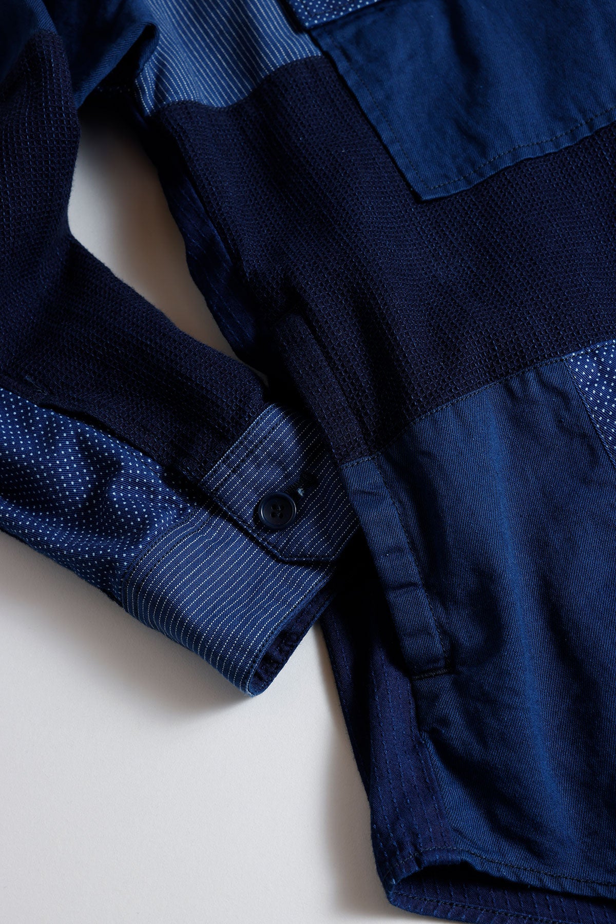 <WOMENS FIT> PATCHWORK SHIRT JACKET RINSE